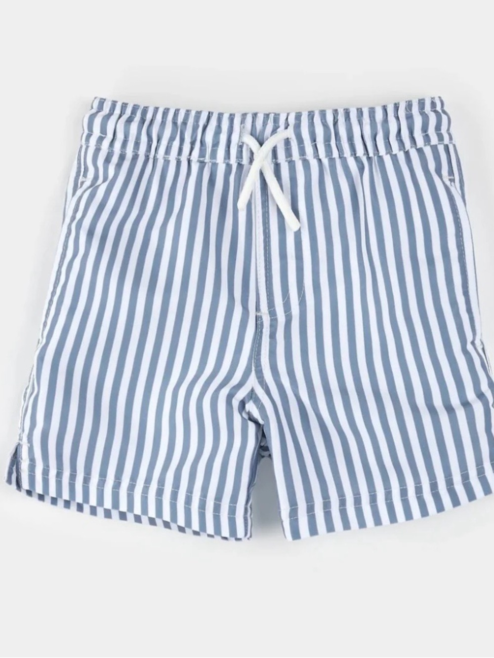 Petit Lem Navy and White Vertical Stripe Drawstring Shorts